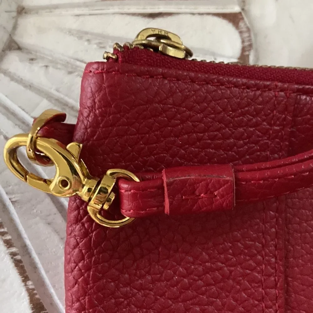 Lodis red leather wristlet